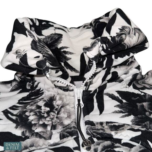 Lululemon Calm & Cozy Jacket Brisk Bloom Black White Cotton Fleece Sz 8 ~ RARE!! - Picture 12 of 16